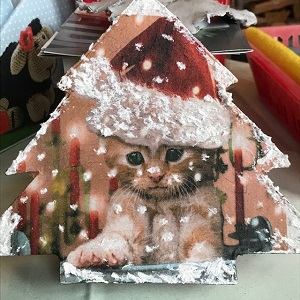 Serviette Katze Winter Beispiel