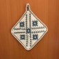 Preview: Topflappen zweifarbig Blumen blau weiß