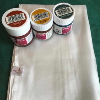 Seidenschal mit Farben curry graugrün hellbraun