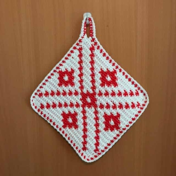 Topflappen zweifarbig Blumen